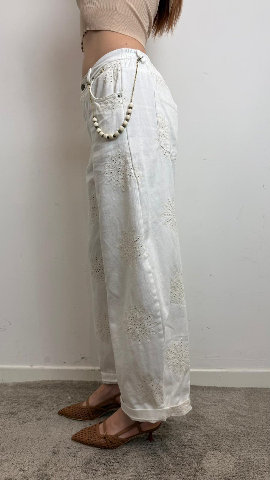 Pantalone Barrel Elastico In Vita Con Ricamo E Accessorio - Souvenir cod. M39F1231 main:sha1=287308e3007874afda203e0f9a3d5a4ecda90c84