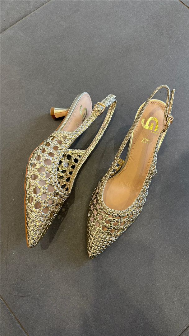 Slingback Larato Intreccio Con Cinturino Regolabile Tacco 5 - Gold&gold cod. GD246 main:sha1=242379e6d1fb20b5574f1c0ba580c0a4f81ded06