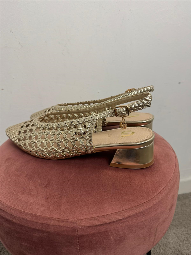 Slingback Lavorazione Intreccio Tacco Largo 3 - Gold&gold cod. GD407 main:sha1=7e6b481bef1f4678ceda600244555a1bf5bdb678