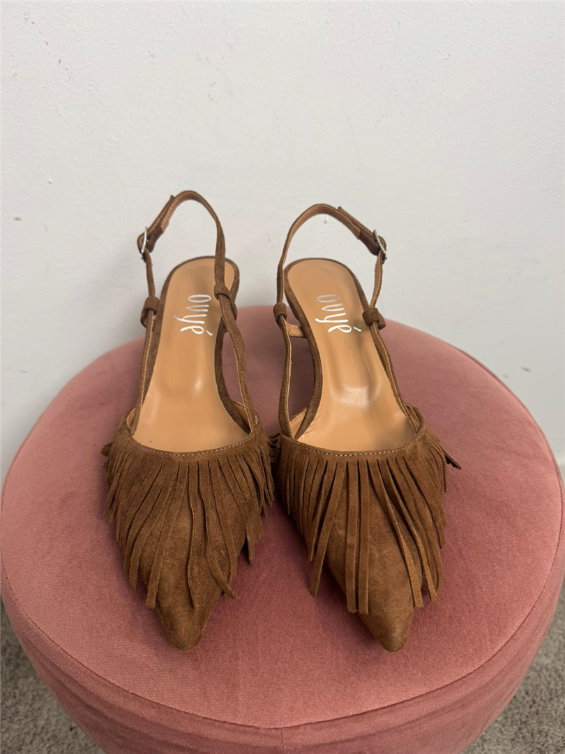 Slingback In Camoscio Con Frange Tacco 5 - Ovye' cod. 26/AT263CAM main:sha1=a020ae87f785c9011c1f12714a71a93e267cd147