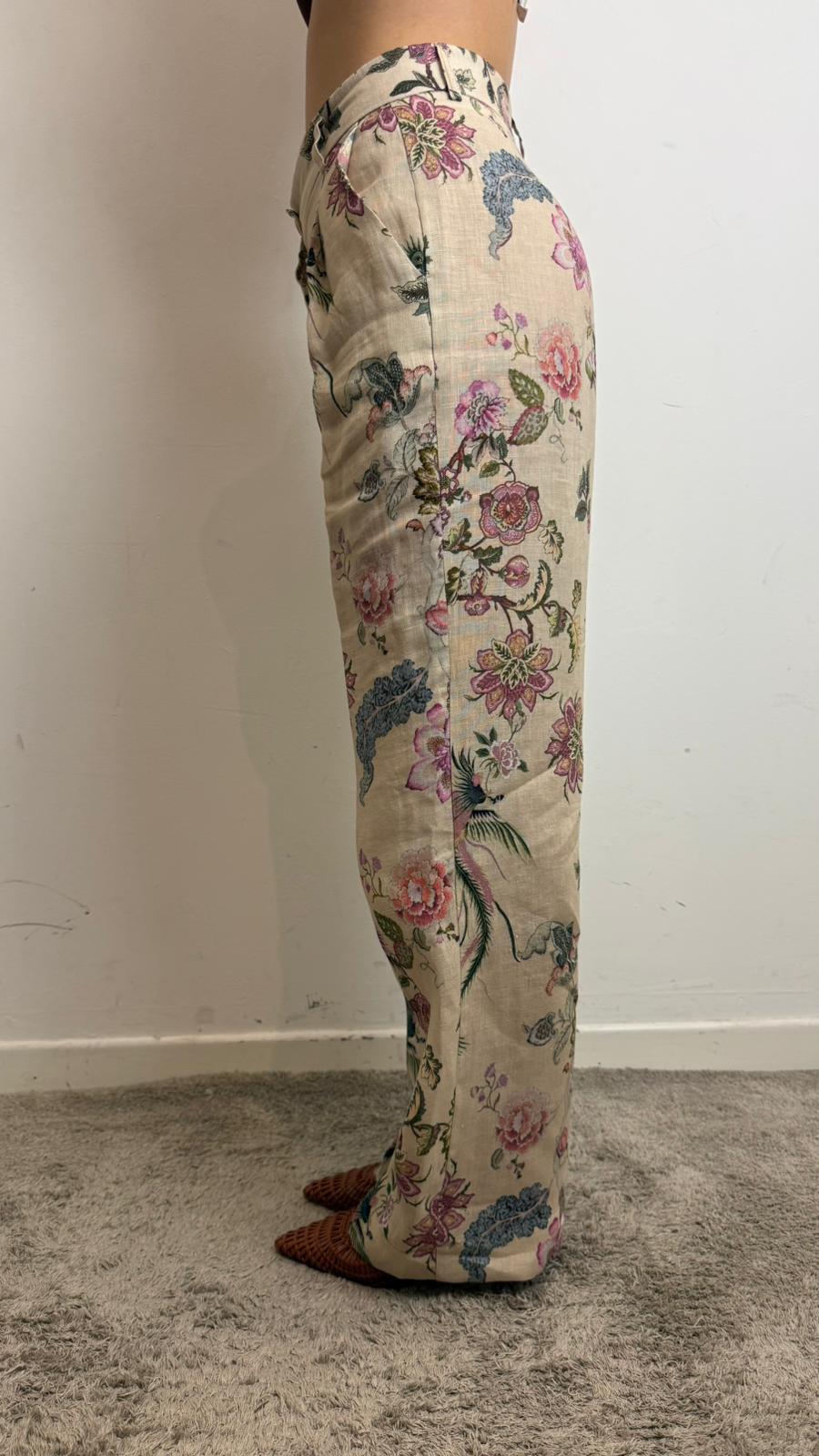 Pantalone Palazzo Fantasia Fiori 100% Lino - Vicolo cod. TAB1976 main:sha1=84f4e49f30ad190a3ee9eff68d4f8420c9fc77d0