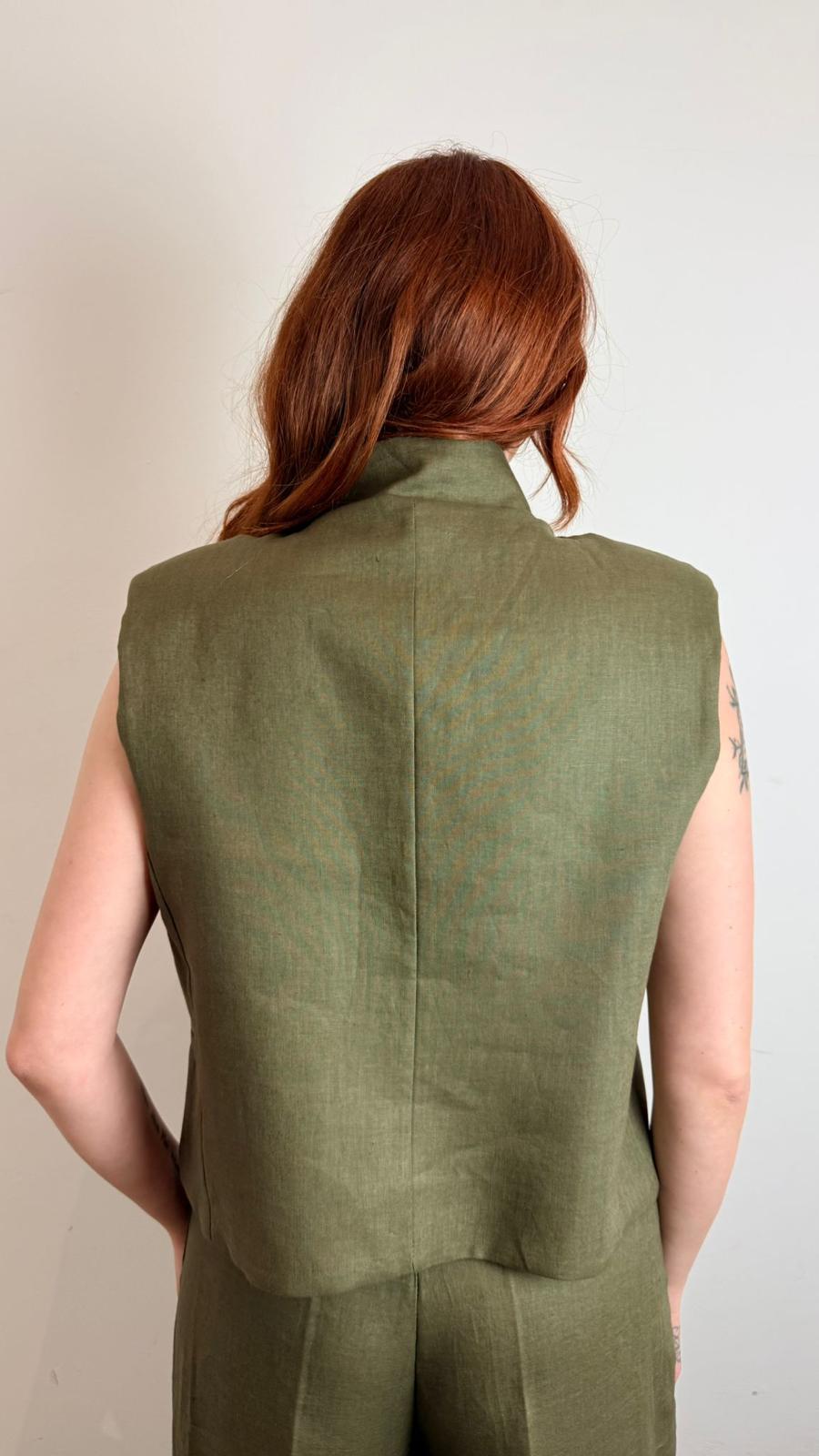 Gilet Collo Coreana In Lino 100% - Vicolo cod. TAB2176 main:sha1=6176b87233bc69bbc4d5abd25b0b268b1beb5d60