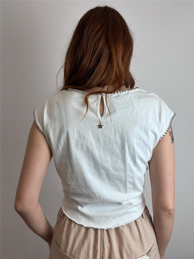 T Shirt Giromanica Apllicazione Borchie - Souvenir cod. V39A0139 main:sha1=89ae9a51ed843f260d68aef347d4cb412eeb850c