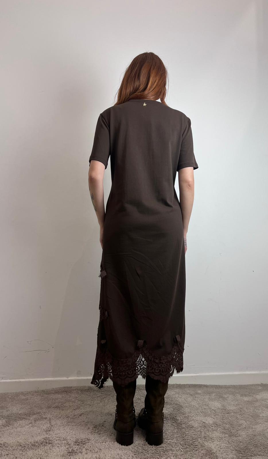 Abito Lungo Con Pizzo Sul Fondo E Spacco Laterale - Souvenir cod. M39F1333 main:sha1=d67f67c34c6418c41a6c814b3d9a532e75f0b67d