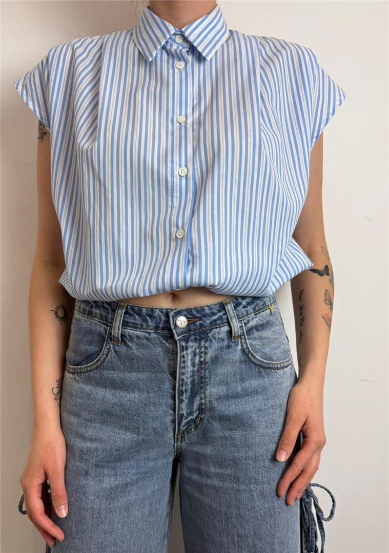 Camicia A Righe Giromanica Con Elastico Sul Fondo - Vicolo cod. TAB2349 main:sha1=65cab68974048b0c3d883a4d156274614a708ec4