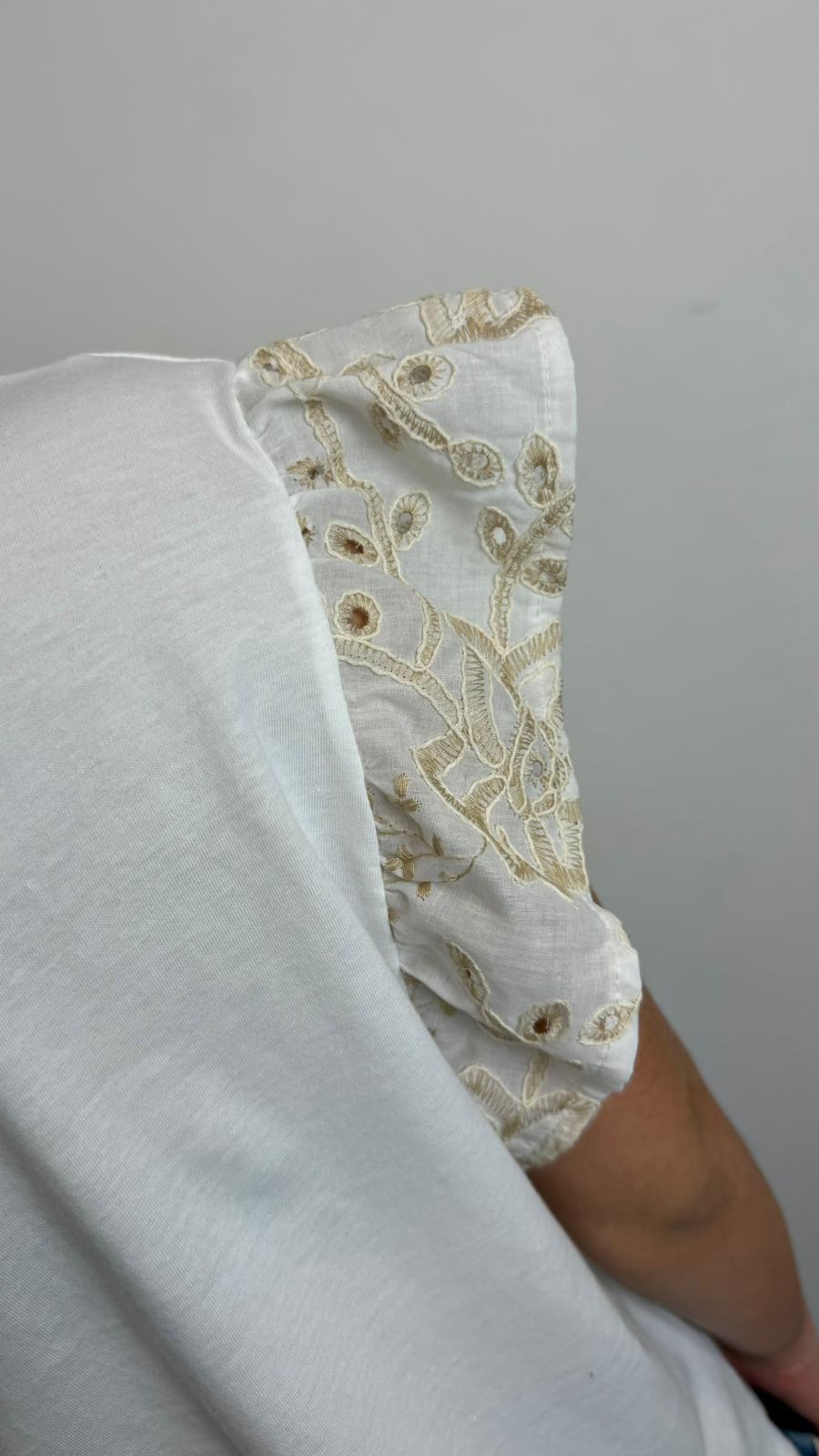 Tshirt Con Rouches E Rivani In Pizzo San Gallo - Vicolo cod. UAB0360 main:sha1=c94ba0c5746147e4b5e48ae50fe6325140ffd9ac