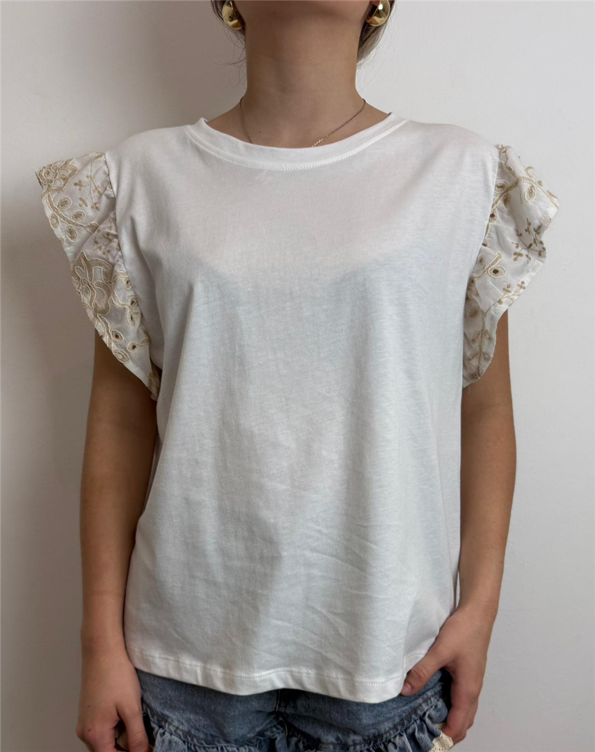 Tshirt Con Rouches E Rivani In Pizzo San Gallo - Vicolo cod. UAB0360 main:sha1=8ba43ca8bf9b42bdc9a6958ffc8f392a7d2800b3