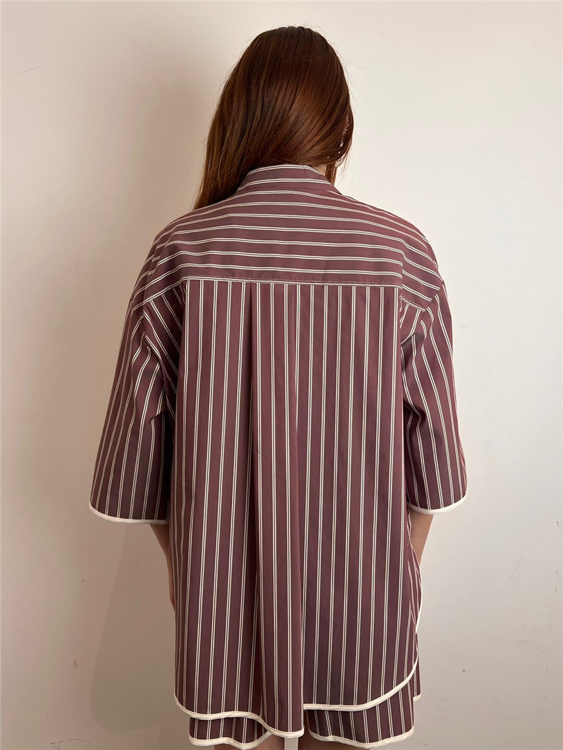 Camicia Over A Righe Con Profilo A Contrasto - Vicolo cod. TAB2324 main:sha1=475cafce379388efc1a5fdf6f90384b95fd6a56e