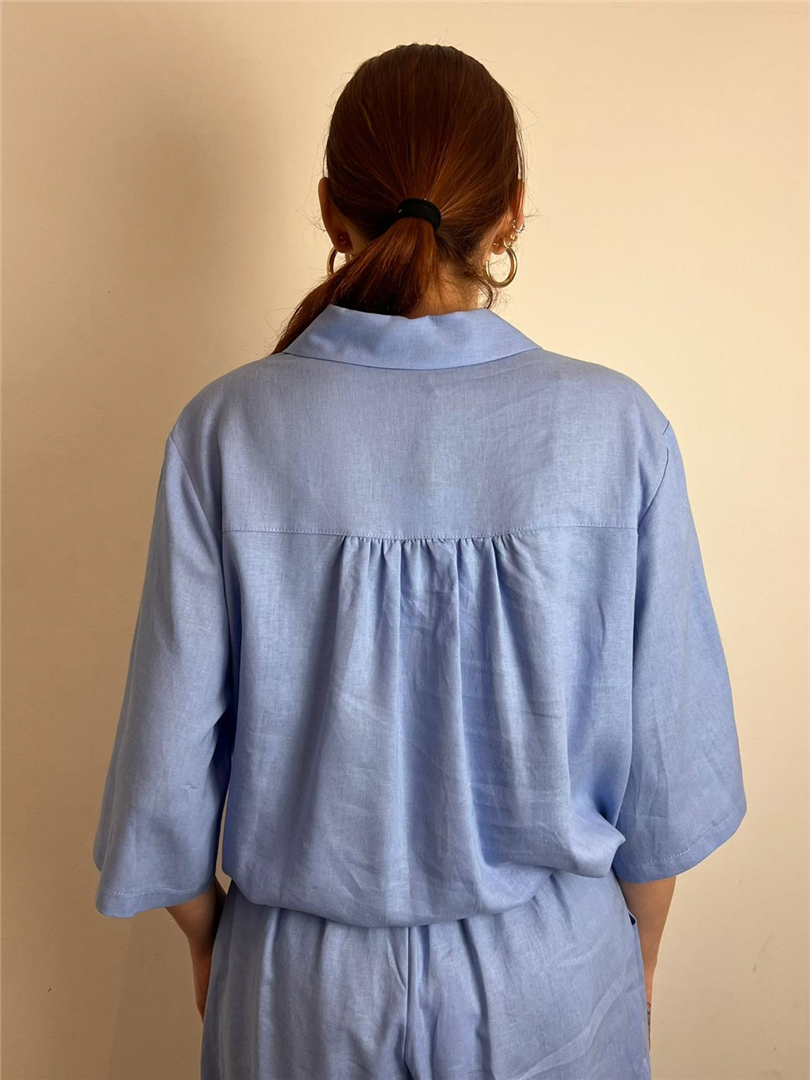Camicia Manica Corta Con Coulisse Sul Fondo Misto Lino - Haveone cod. CNO_Q344 main:sha1=ede2ea881ed60b661ac04201361ff1ccffdc4f73
