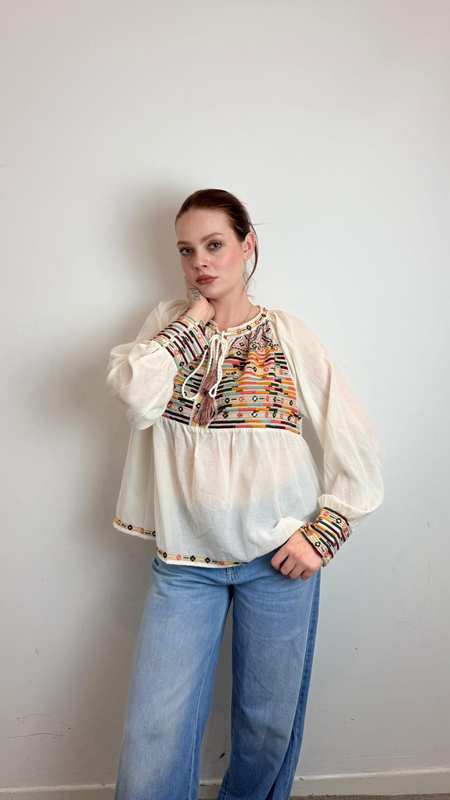 Blusa Con Ricami E Perline - Souvenir cod. X39K1493 main:sha1=64b1c47a415fa744134671af5cef94003969e741