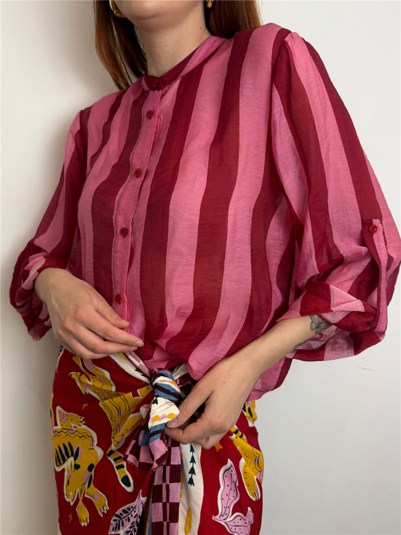 Camicia A Righe Collo Alla Coreana - Haveone cod. CVS_Q398 main:sha1=84b2ef518ac487fcefbd69e431354964fc249ee5