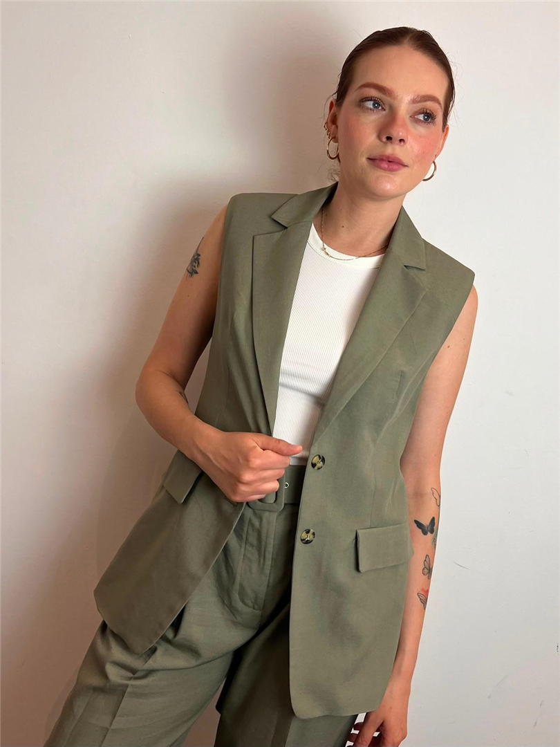 Gilet Lungo Misto Lino Con Cintura - Please cod. L0DJCMO000 main:sha1=f0d897fa800e527c1766703e0273027e80b27532