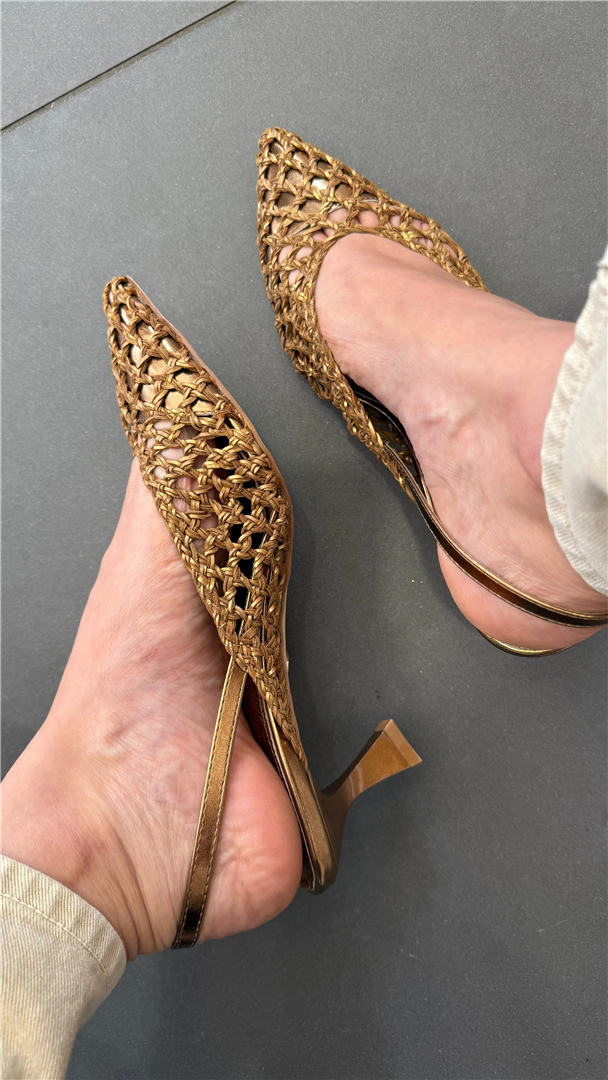 Slingback Lavoraione Intreccio In Rafia Tacco 6 - Gold&gold cod. GP947 main:sha1=d3f1ee1b812b67156b84414d92202769f6ac192e