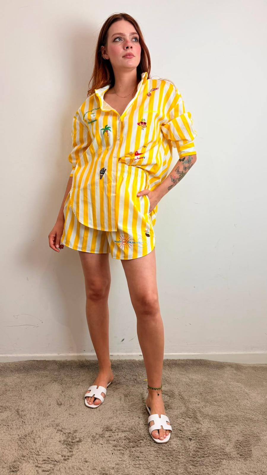 Camicia In Cotone A Righe Con Ricami - Vicolo cod. RAB1024 main:sha1=86a29fa605fc3da0ed60c1059f528b43ed1124a4