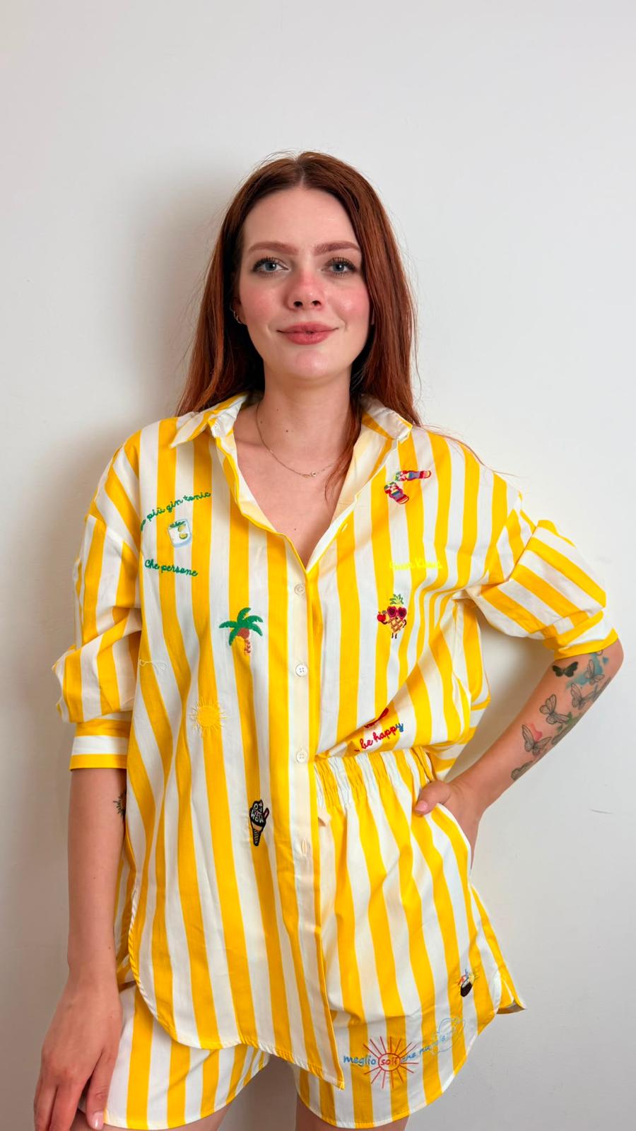 Camicia In Cotone A Righe Con Ricami - Vicolo cod. RAB1024 main:sha1=703a78f1336d2bae64ce61e330816c39df82f0a2