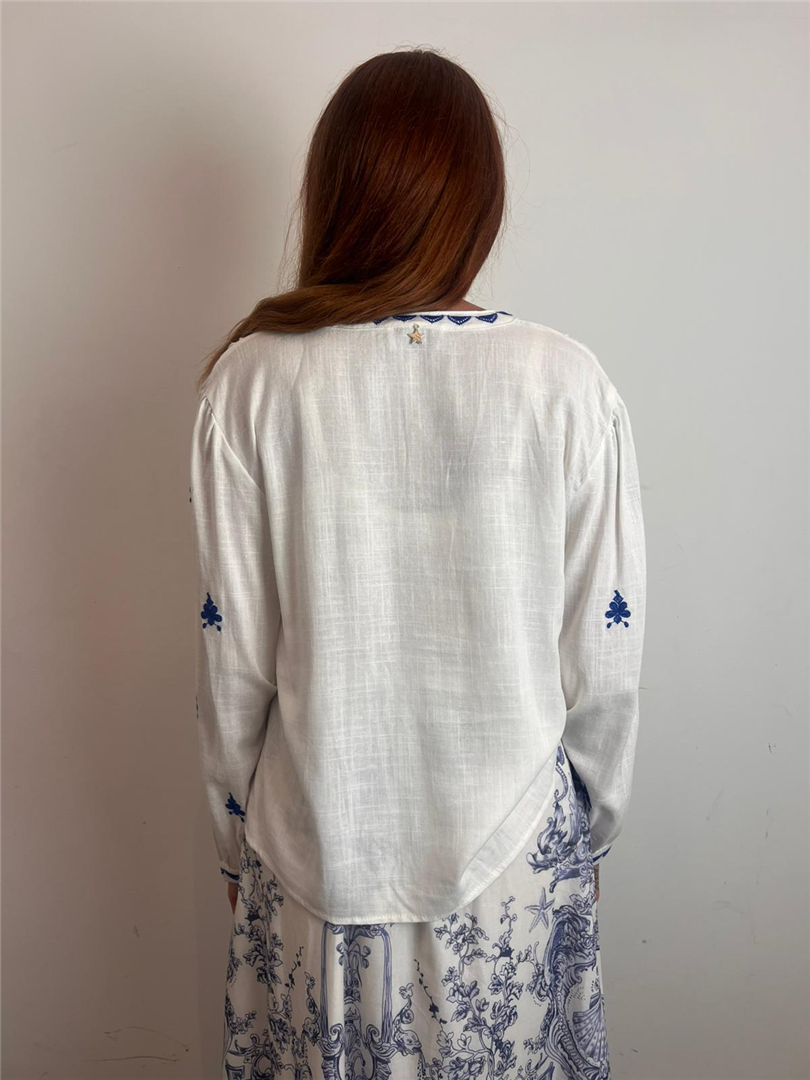 Camicia Collo Alla Coreana E Ricami - Souvenir cod. D39V1798 main:sha1=039357bb4225ba7dc9b3934c4d4e98401a20f026