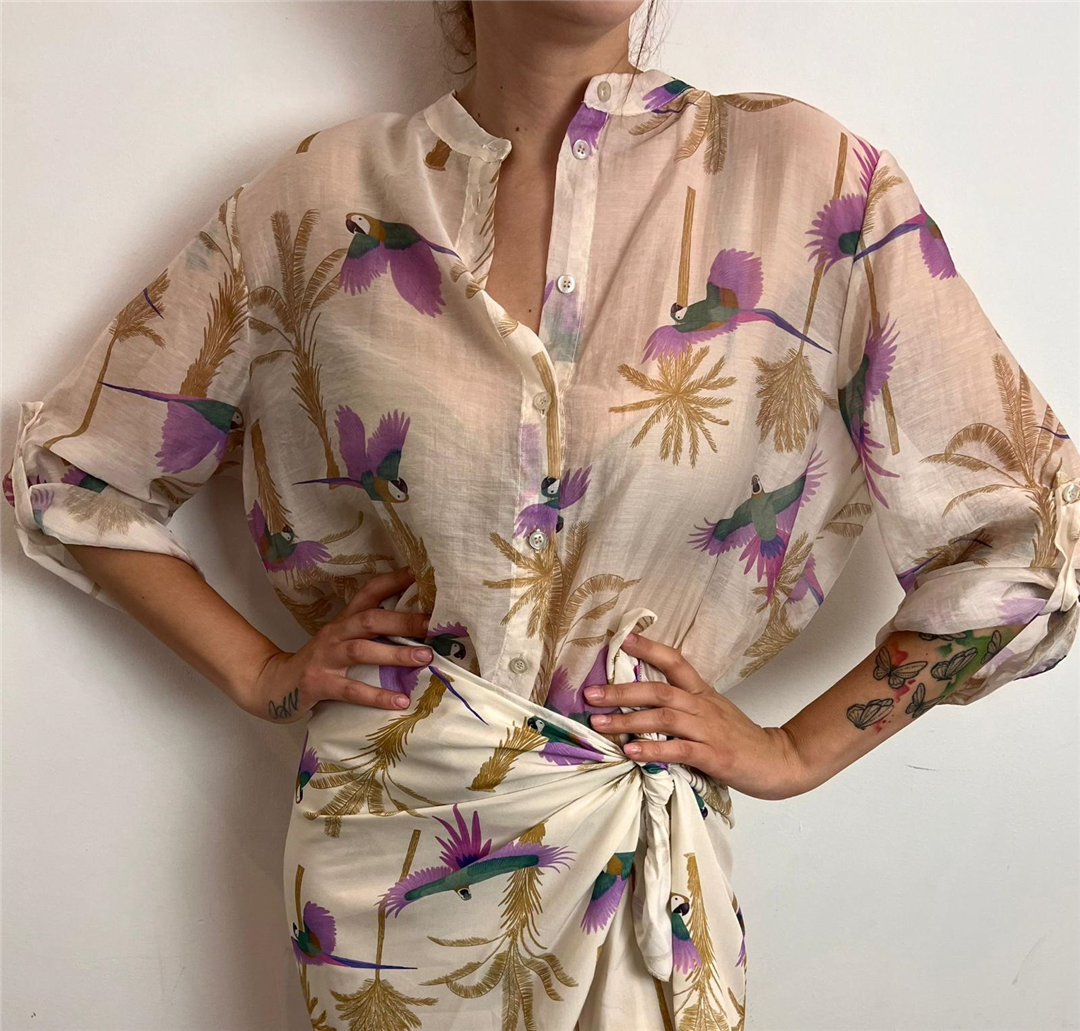 Camicia Collo Alla Coreana Fantasia Pappagalli - Haveone cod. CVS_Q486 main:sha1=89ce5eb75f8434ef104fc9de26e7df097a4e861b