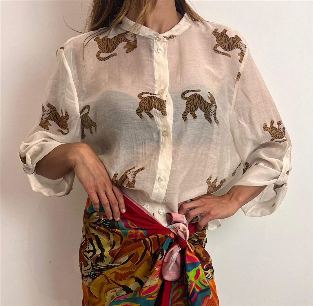 Camicia Collo Alla Coreana Stampa Tigri - Haveone cod. CVS_Q491 main:sha1=b0e7b1c30f0f6a2c6012f93fed01b40f65a426a1