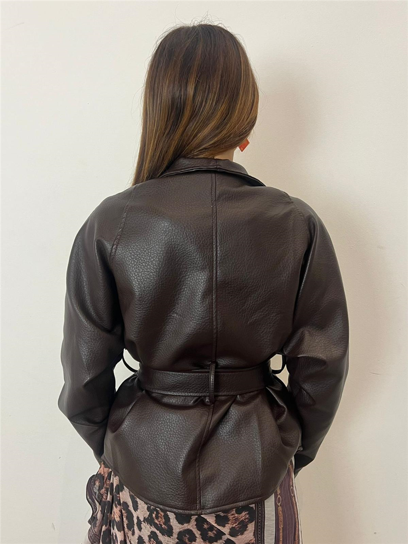 Giacca Ecopelle Con Spalline E Cintura In Vita - Vicolo cod. TAC0730 main:sha1=717f34cf948bd93457ccbeea24f34384898feb28