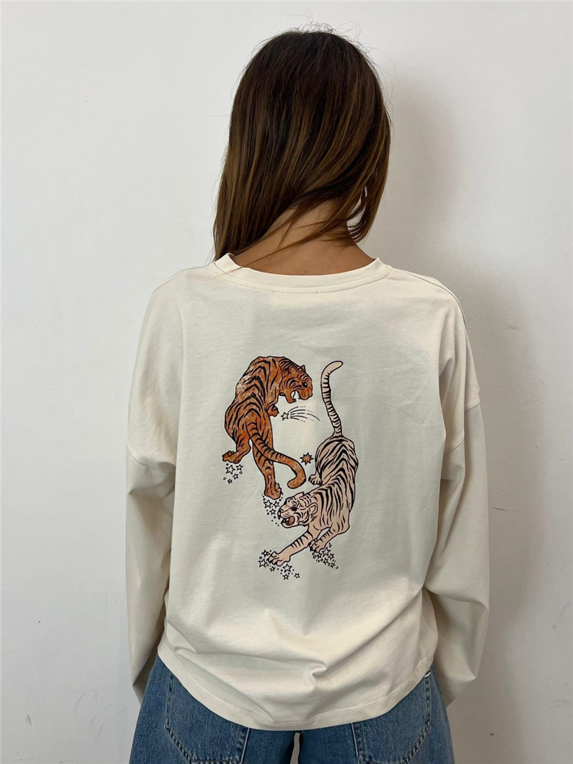 Tshirt Con Stampa Tigre Sul Retro - Vicolo cod. RAC0192 main:sha1=4195e6b8879ce8c507a0645d2ad9861b9ea56bae