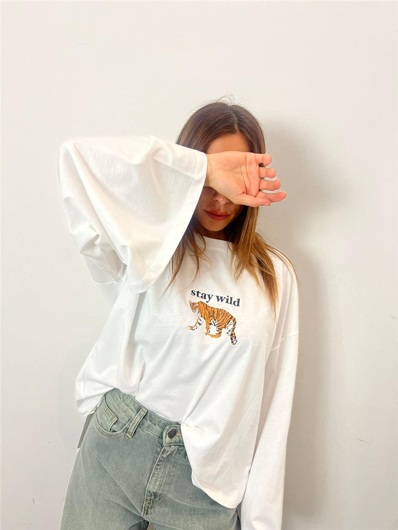 Tshirt Manica Ampia Con Stampa Tigre - Vicolo cod. RAC0212 main:sha1=3656d304a2647639f5dfdcbcd63dbfff3afa67e6