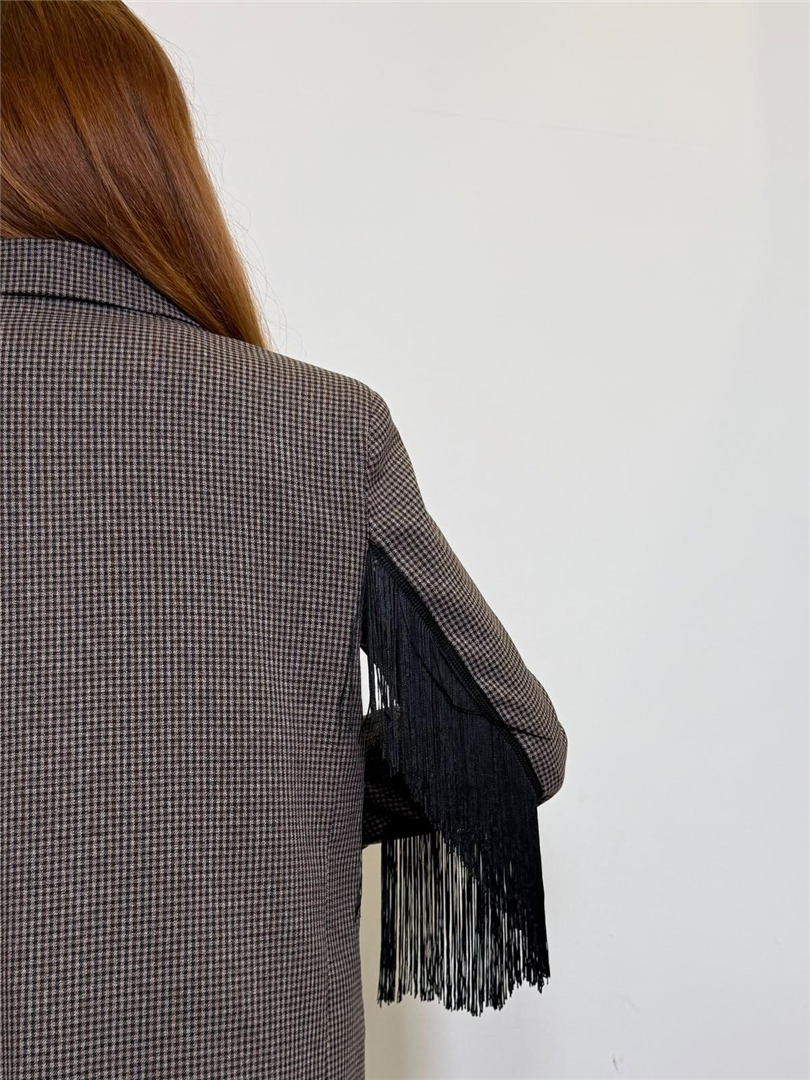 Blazer Over Check Con Dettaglio Frange - Sportive cod. TAC1051 main:sha1=7001bb07b29371cf8d7840596ea1e902f6dd2eb2