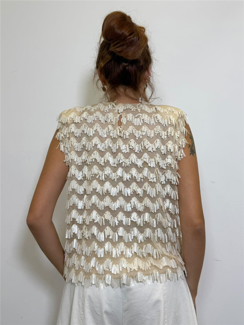 Blusa Giromanica Con Spalline E Paillettes - Philia Loft cod. D03E0227 main:sha1=58486faae2d89a1662075e6929f317195be326ec