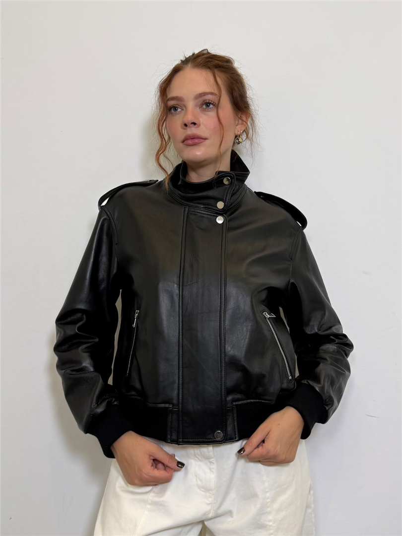 Bomber In Vera Pelle Con Elastico Sul Fondo - Souvenir cod. M40O0140 main:sha1=3860f5184b3e0c90433e802809d784fb238021cc