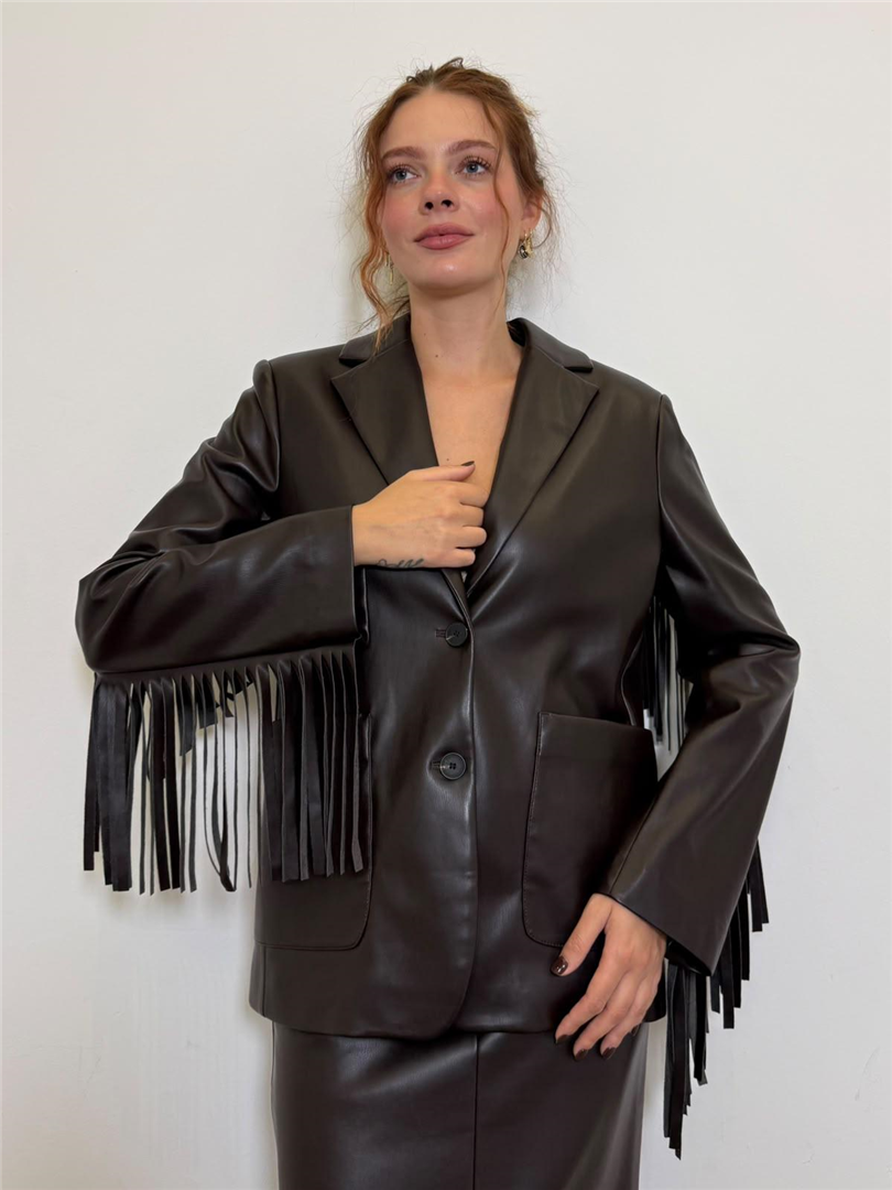 Blazer Ecopelle Con Frange Sul Retro - Souvenir cod. W40S0314 main:sha1=595826cc2ab7ec46a25edae45345a9614b3f6b5e