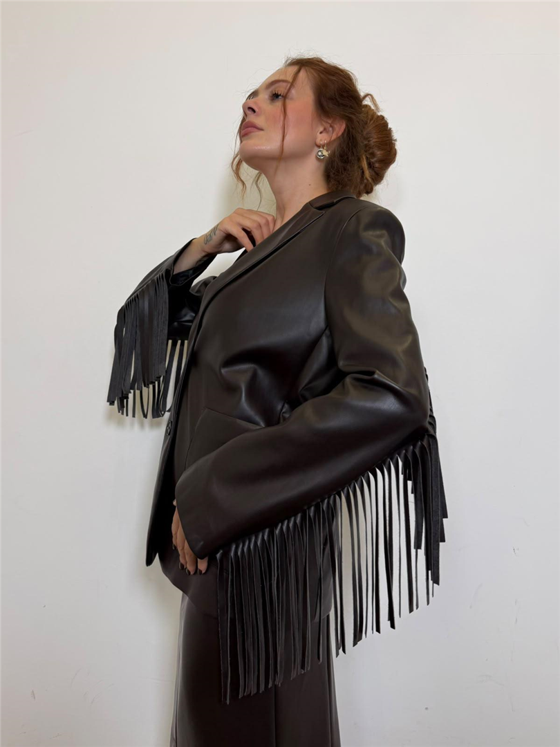 Blazer Ecopelle Con Frange Sul Retro - Souvenir cod. W40S0314 main:sha1=44eaef3750e5aaf7f972ba732f44c54712e493ee