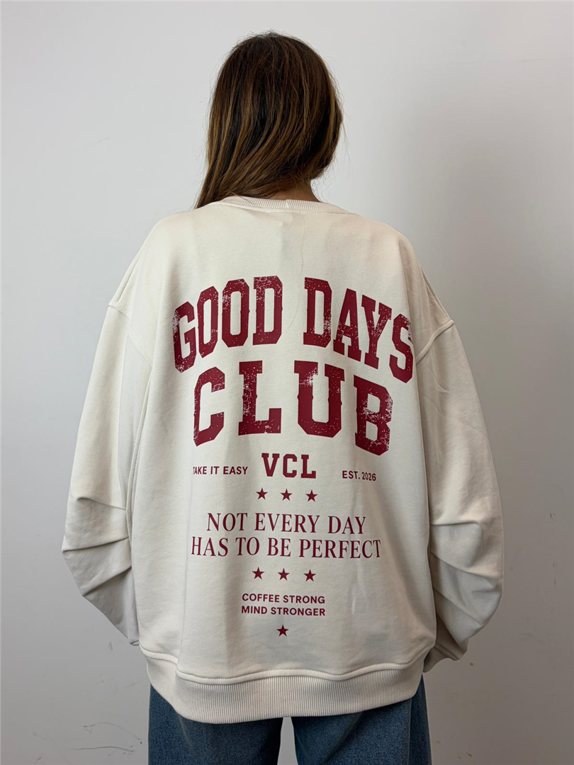 Felpa Stampa Lettering Sul Retro Good Days Club - Vicolo cod. RAC0215 main:sha1=f3c24bc612183ed582ec6e118137bb38dd3322b7