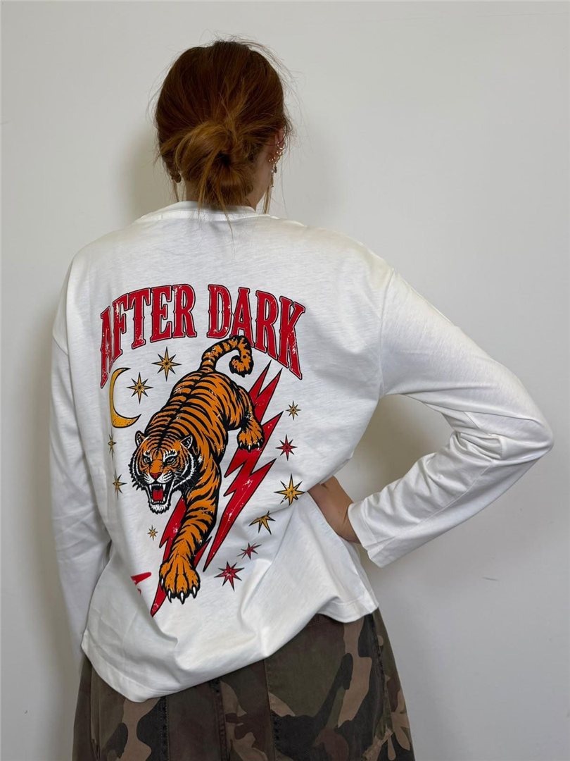 T Shirt M/lunga Stampa Tigre Sul Retro - Haveone cod. TDY_R028 main:sha1=11e4cf54a048df117b7a71d86379a4c0f8f40217