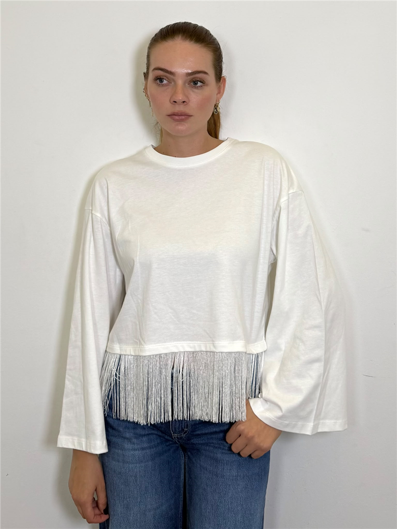 Tshirt Girocollo Manica Ampia Con Frange Sul Fondo - Vicolo cod. UAC0155 main:sha1=93d08522803b2ed9a6b321c10889cdeb85b630a7