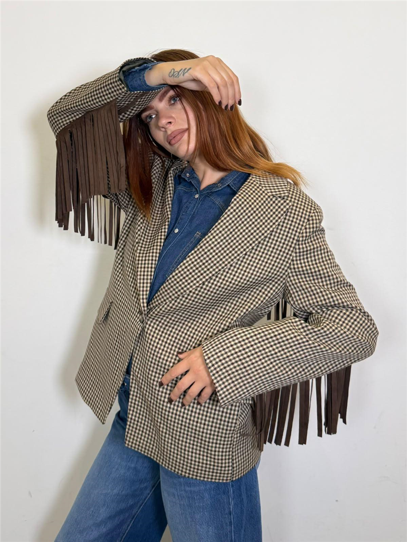 Blazer Over Pied De Poul Con Frange - Vicolo cod. TAC1316 main:sha1=f3117ebfc3f6fd2a5880b479273b3f4f77d310ab