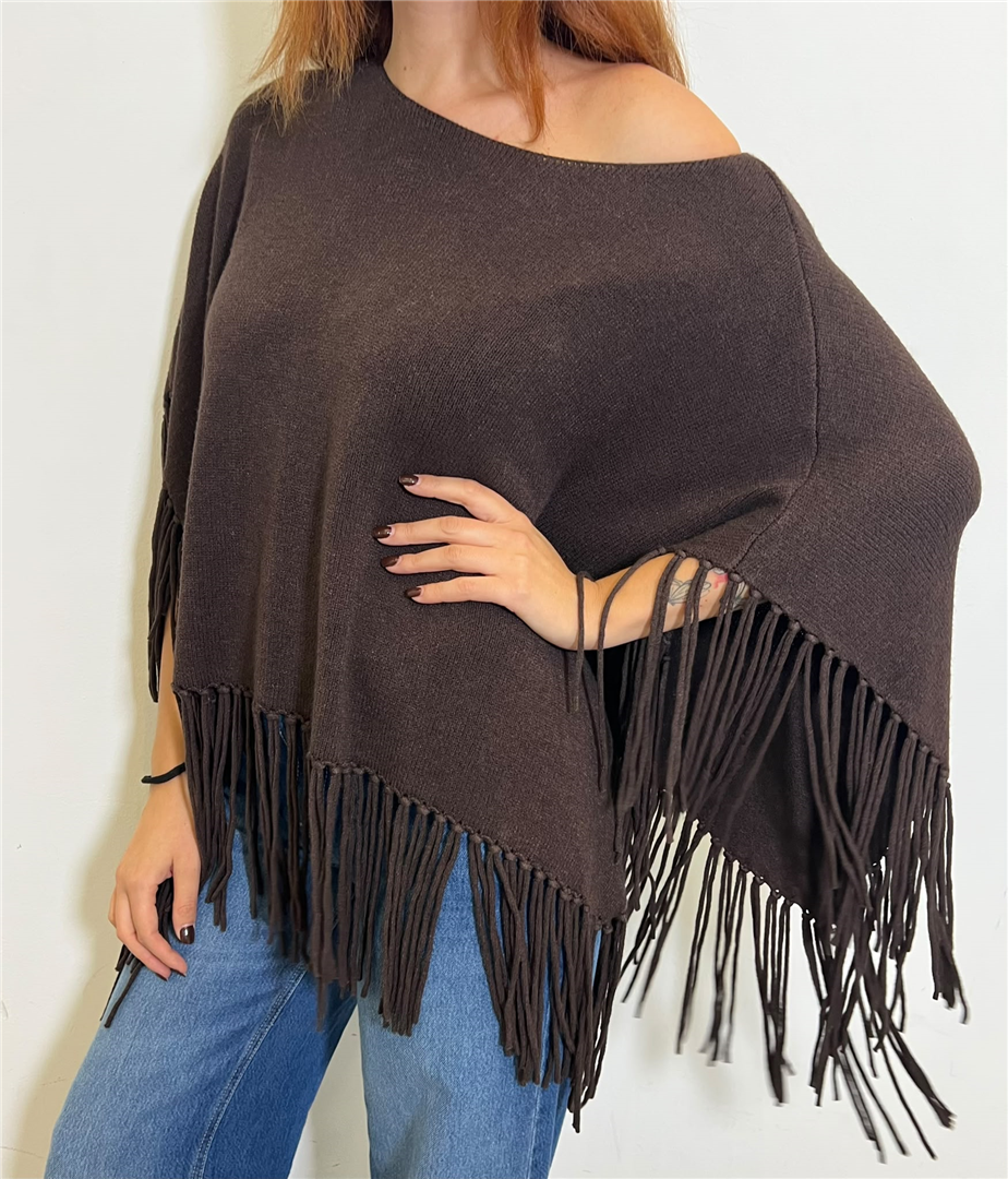 Poncho Scollo A Barchetta Asimmetrico Con Frange - Please cod. M63895R512 main:sha1=81656d80fdb095aaa98568df5d52c4e3706b651d
