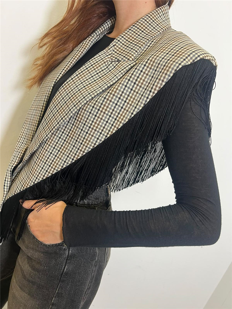 Mantella Check Con Frange - Souvenir cod. S40M0980 main:sha1=291390b2f7e8a82a56d7e820dff66d1b970d4968