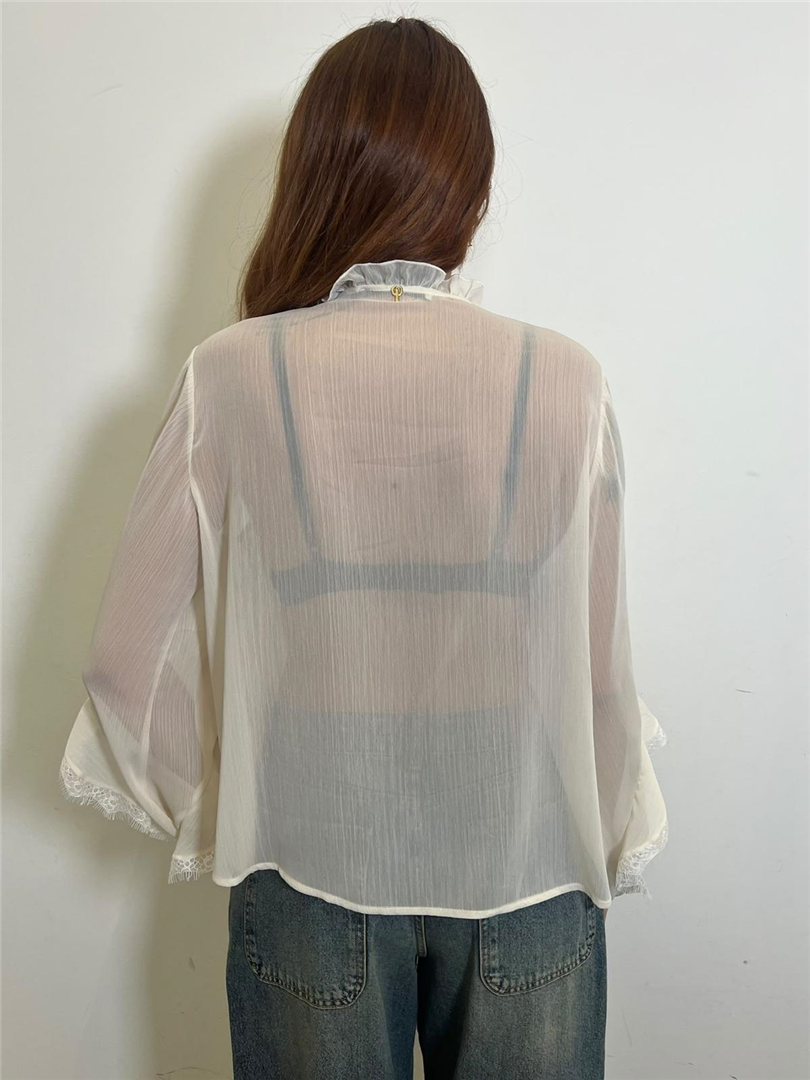 Blusa Con Rouches E Dettagli Ricami - Philia Loft cod. A03N0722 main:sha1=1f9c3bc152083a099681a3bf9935fa13b5e74201