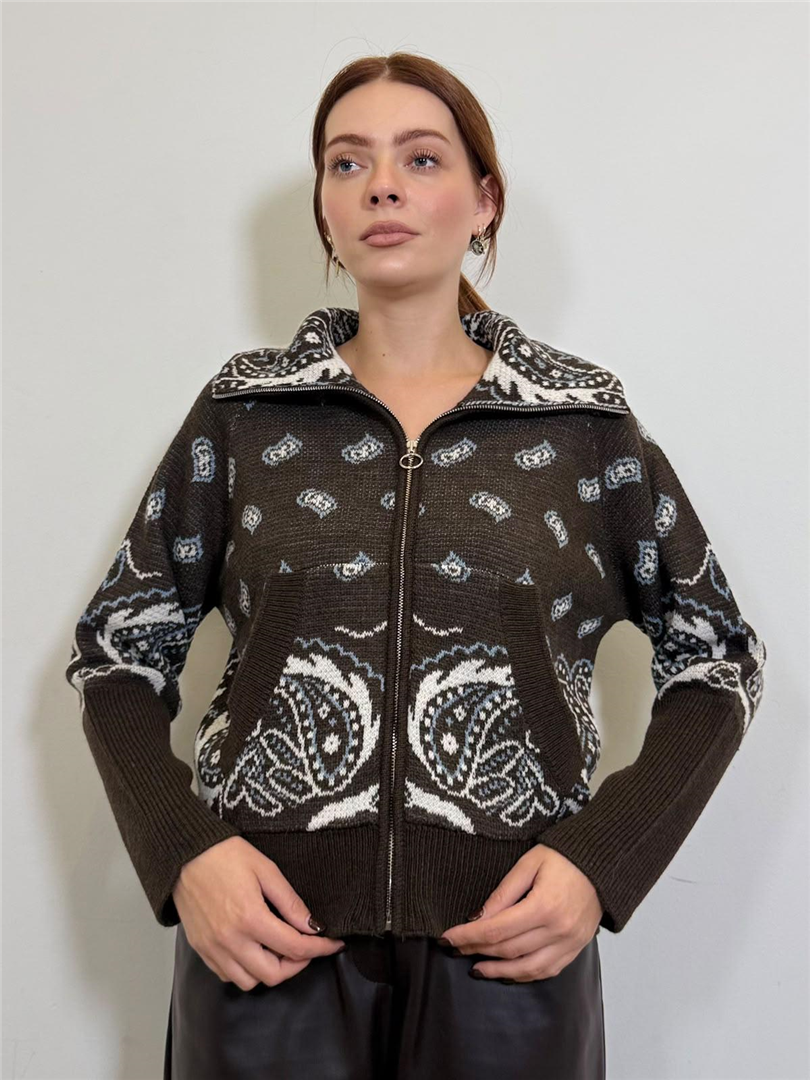 Giacca Jacquard Bandana Con Zip - Vicolo cod. 7AC7185 main:sha1=6c3e819699e8f6961fc41e494029f601123fcfa8