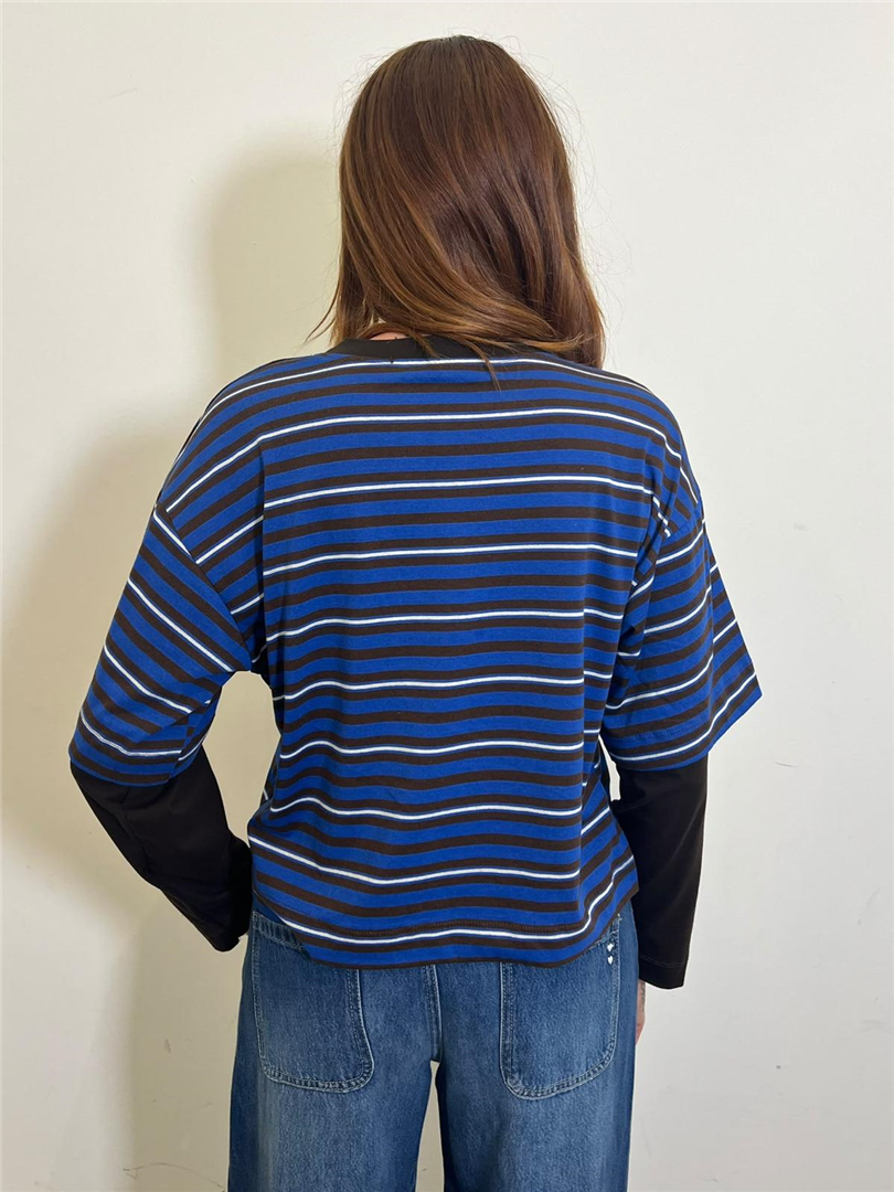 T Shirt Rigata Con Manica Contrasto - Haveone cod. TXT_R033 main:sha1=72d2c3e28f921065dd2e77b822a3599876707d21