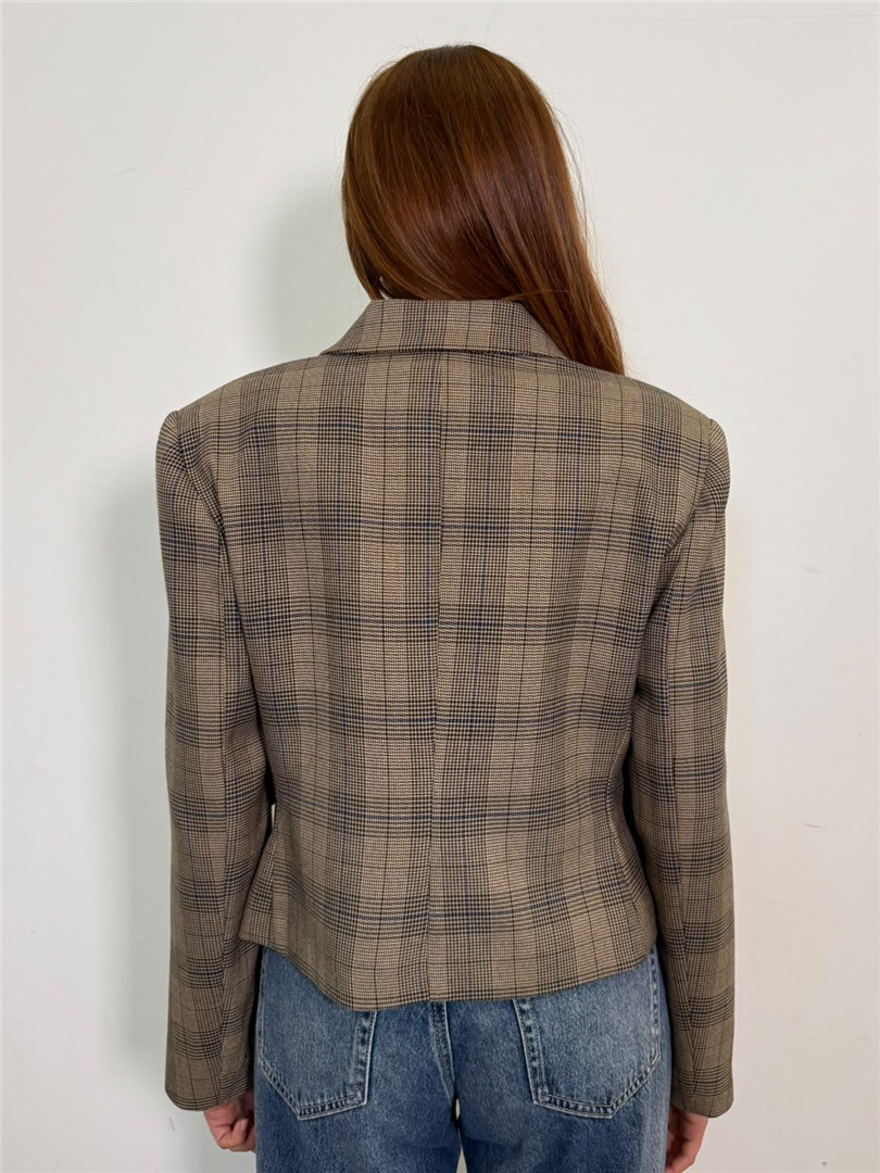 Blazer Crop Sartoriale Fantasia Principe Di Galles Con Chiusura A Tre Bottoni - Vicolo cod. TAC1687 main:sha1=53e2189c7d842d555167fe76f14b033f488ae8a1