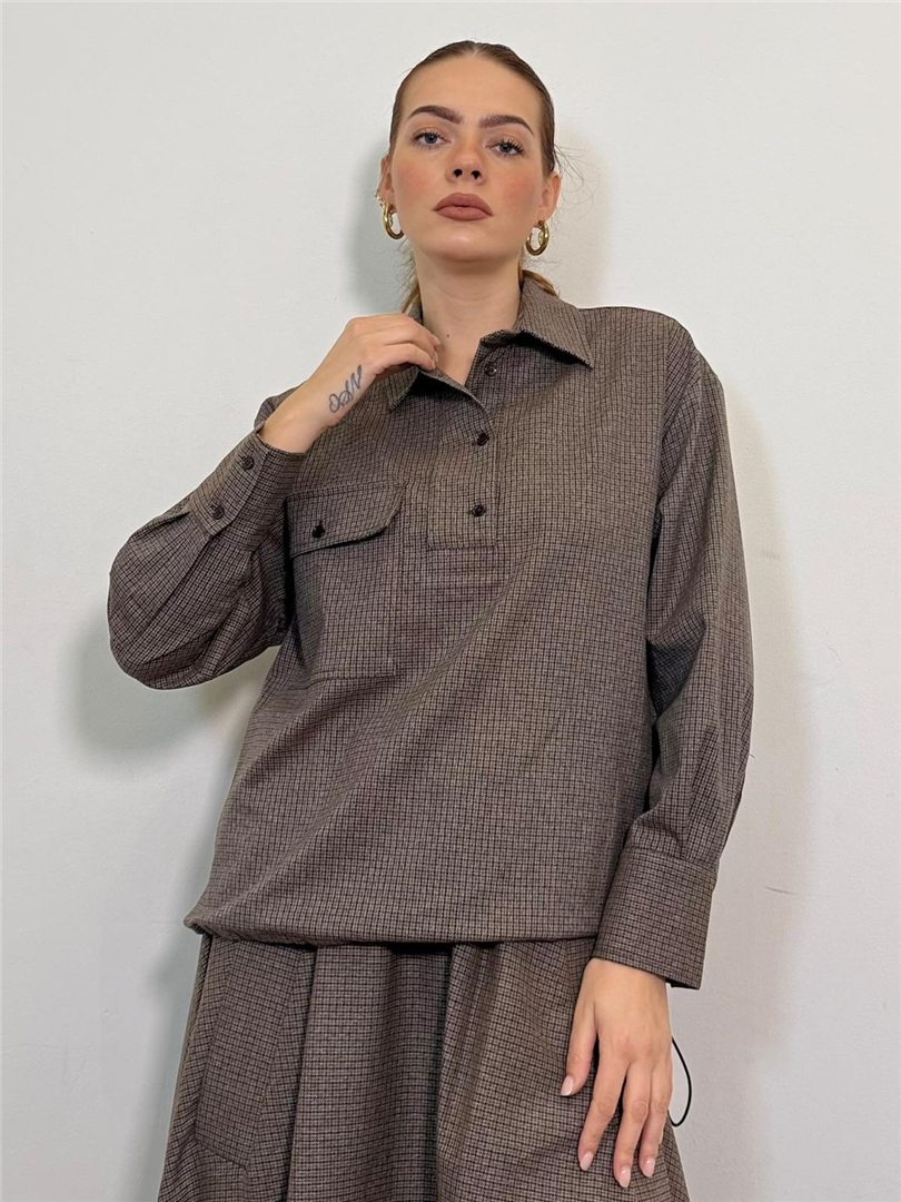 Camicia Over Micro Check Maxi Tasca E Coulisse Sul Fondo - Vicolo cod. TAC1722 main:sha1=7519828278b99967e89d02fc03549285e01a0827