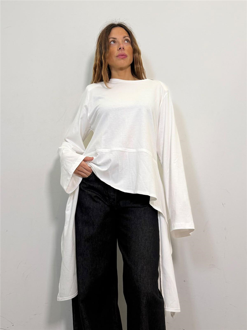 Tshirt Maniche Lunghe Con Spalline Orlo Asimmetrico Drappeggiato - Philia Loft cod. D03E0988 main:sha1=a4af0b7a0084f2478a01a8968b9f2cd03d3f9e89