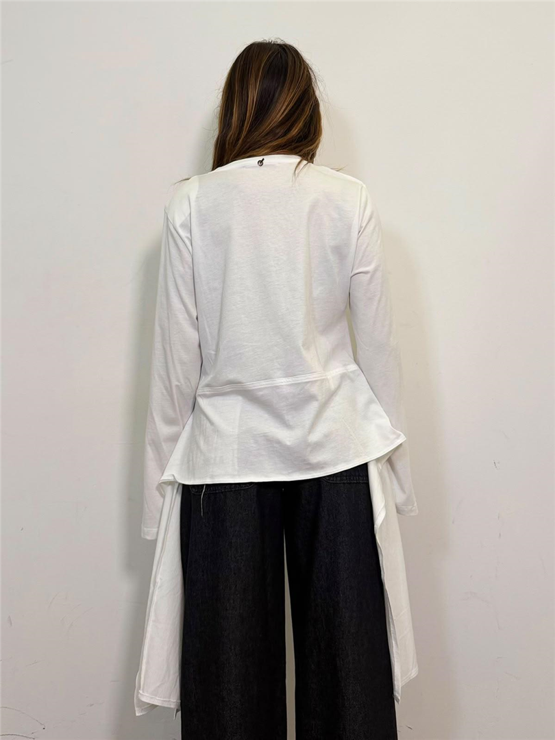 Tshirt Maniche Lunghe Con Spalline Orlo Asimmetrico Drappeggiato - Philia Loft cod. D03E0988 main:sha1=5c35c2c045939dae85dca5c740f2740a21c8726f