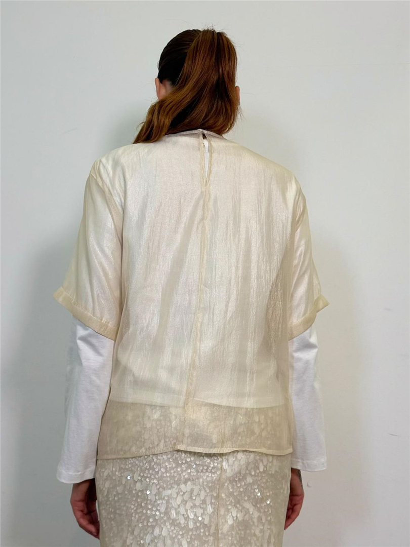 T Shirt Blusa In Organza Con Tshirt Manica Lunga - Philia Loft cod. V03A1030 main:sha1=96e451621abfa691a03788995f1ba38959c953be
