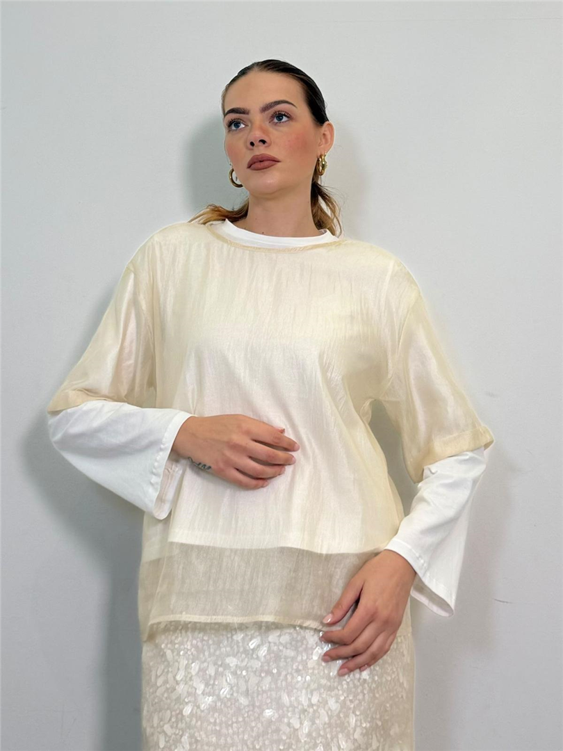 T Shirt Blusa In Organza Con Tshirt Manica Lunga - Philia Loft cod. V03A1030 main:sha1=b8985602bae24f8915a28887b8fddd68ac0885d2