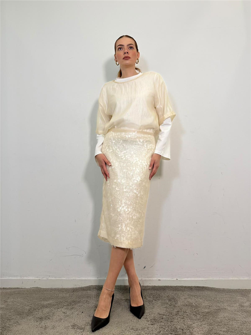 Gonna Matita In Organza E Paillettes - Philia Loft cod. V03A1029 main:sha1=01888647a9e1737ce69d9caa9de9207cc1f55902