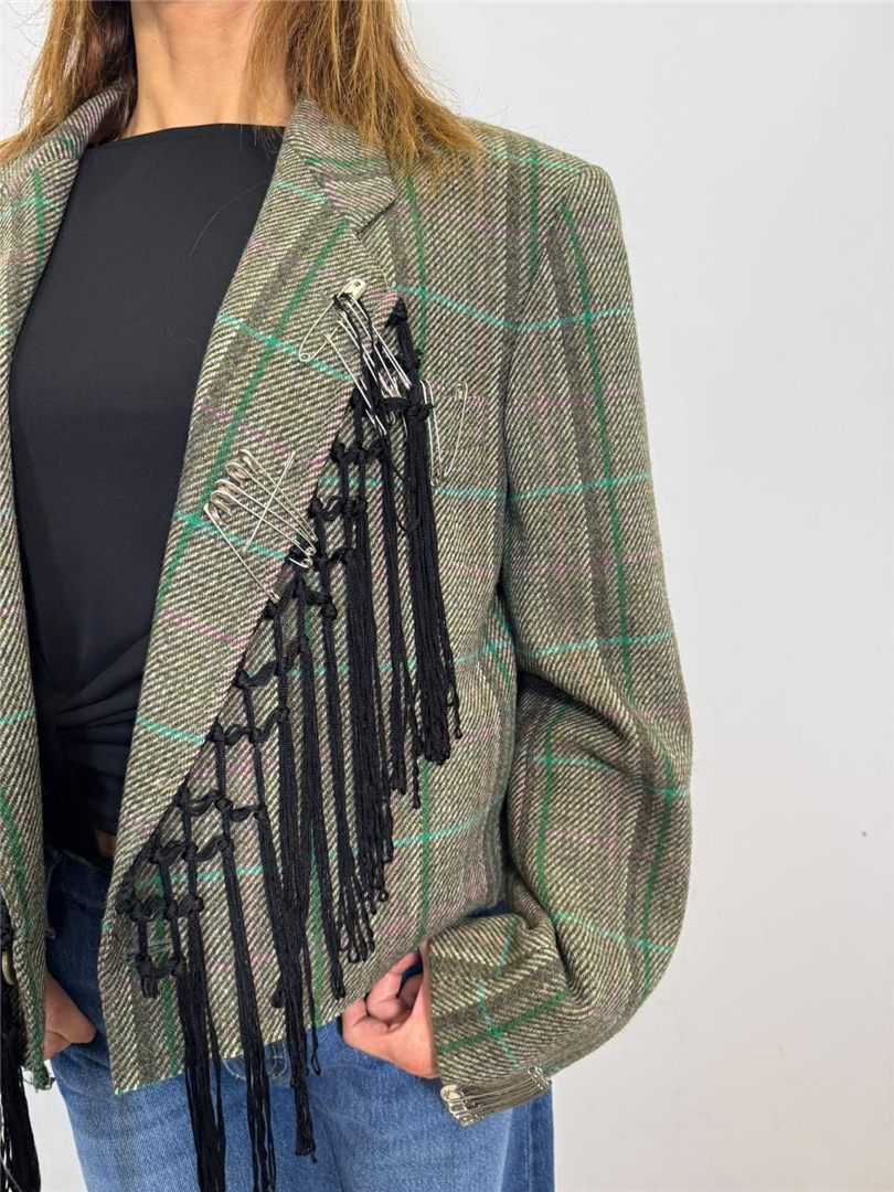 Blazer Crop Vintage Con Dettaglio Spille E Frange - Souvenir cod. F40X1140B main:sha1=311bfe3b9bdfe2197746ce339367c2ea493bde35