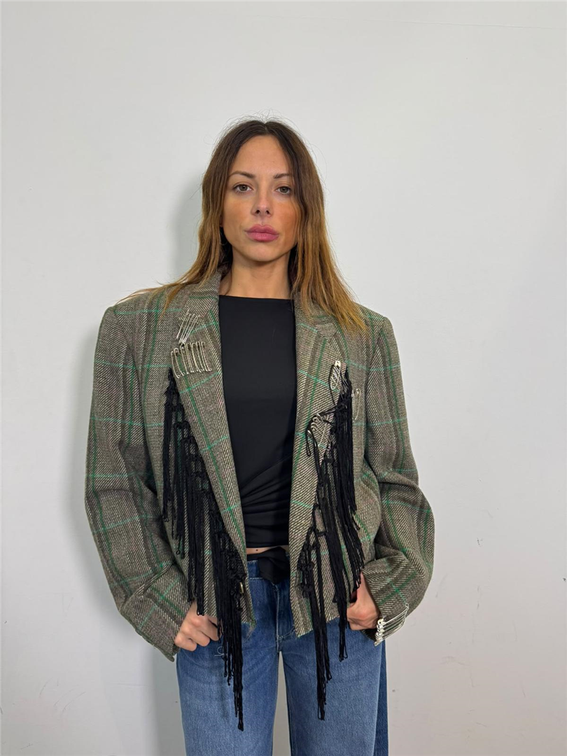 Blazer Crop Vintage Con Dettaglio Spille E Frange - Souvenir cod. F40X1140B main:sha1=455af3213bfe93efb543acaffdeedfc7c04078f7