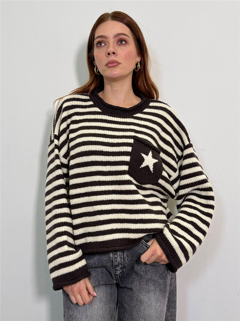 Maglia A Righe Con Stella Manica Ampia - Haveone cod. MSS_R265 main:sha1=bcd8f2b9736be235b303bdbf412b1cc5f02ccfb9