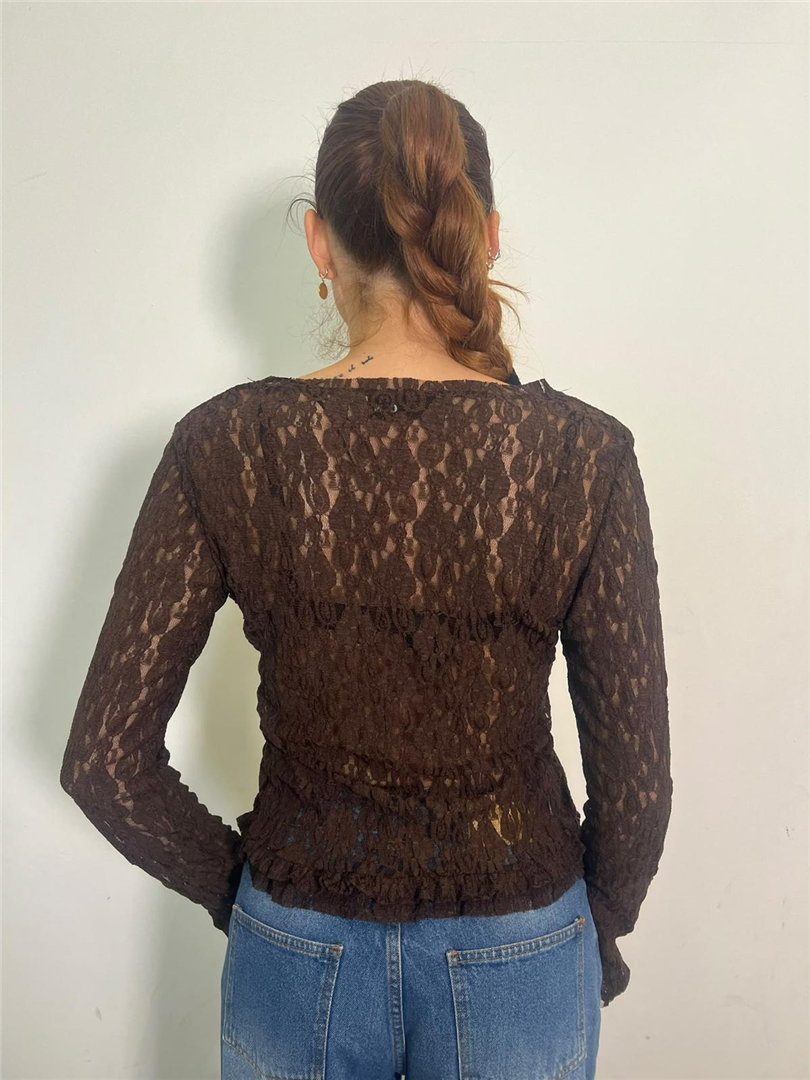 Cardigan In Pizzo Floreale Con Bottoni E Volant - Haveone cod. MSH_R269 main:sha1=1f90fef52f22882ad626b20776c7a42337290237